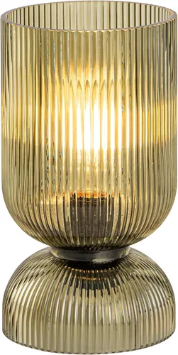 Vista 2 de Lámpara de mesa moderna, lámpara de vidrio de mediados de siglo con pantalla de vidrio verde, lámpara de cabecera con interruptor