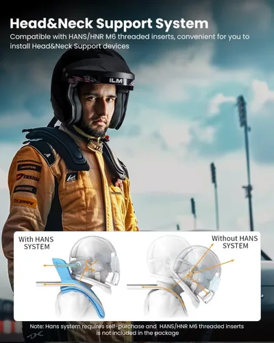 Vista 3 de ILM Snell SA2020 - Casco de carreras de auto de cara abierta para hombres y mujeres, modelo R85 (M, GlossBlack)