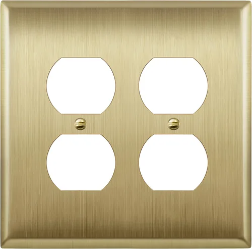 Vista 43 de ENERLITES Placa de pared de metal para receptáculo dúplex, tapa de tomacorriente, resistente a la corrosión, tamaño estándar de 1 banda, 4.50 x 2.76