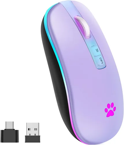 Vista 9 de KARFUN Ratón Inalámbrico, Ratón Portátil delgado con retroiluminación LED para Laptop, PC, MacBook, iPad, Chromebook, Notebook 2.4G Ratón Blanco