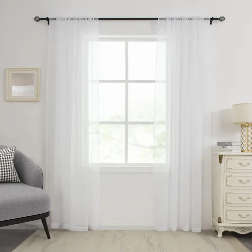 Vista 25 de HUTO Cortinas Transparentes de Ventana Color Beige Durazno de 108 Pulgadas de Largo, Cortinas de Gasa para Dormitorio, Sala de Estar, Guardería