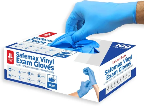 London Labs Synthetic Vinyl Exam Gloves Powder-Free, Latex-Free, Disposable, Ultra-strong, Food Safe, Healthcare, Cleaning