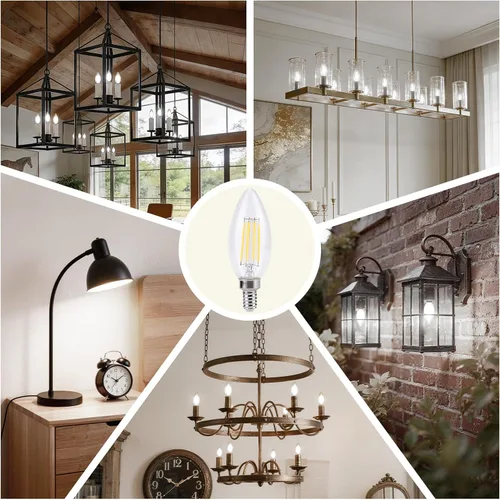 Vista 7 de KINUR Bombillas LED para candelabro E12 de 4 W (equivalente a 40 vatios), bombillas LED para candelabro, 5000 K, B11, color blanco suave, bombilla