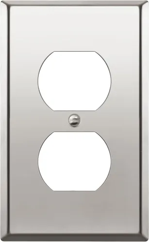 Vista 39 de ENERLITES Placa de pared de metal para receptáculo dúplex, tapa de tomacorriente, resistente a la corrosión, tamaño estándar de 1 banda, 4.50 x 2.76