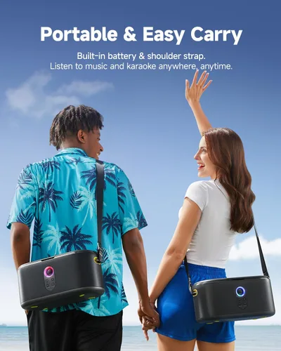 Vista 6 de Ikarao Sistema de subwoofer de escenario profesional, potencia máxima de 280 W, subwoofer PA con 2 micrófonos inalámbricos, corrección de tono