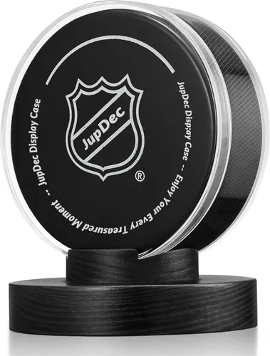 Vista 7 de JupDec Caja de Exhibición de Béisbol, Soporte Redondo Transparente para Bola con Base de Madera, Caja de Soporte para Autógrafos de Béisbol para Una