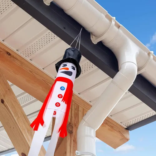 Vista 7 de 2 calcetines de viento de muñeco de nieve 3D para colgar al aire libre, calcetines de viento decorativos para invierno, Hanukkah, Navidad