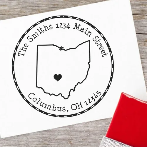 Vista 58 de Sello de dirección de devolución de Alabama, redondo autoentintado personalizado, 1-5/8 pulgadas tamaño de impresión Alabama State Luv Stamper