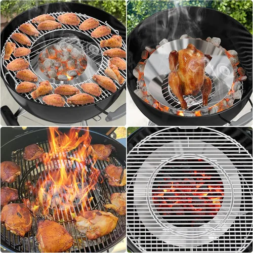 Vista 7 de onlyfire Soporte de Briquet de Carbón de Acero Inoxidable Barbacoa Whirlpool para Weber 26" Kettle Charcoal Grills