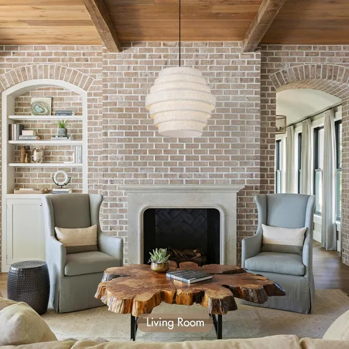 Vista 6 de Lámpara de araña moderna de 16 pulgadas con pantalla de tambor de lino escalonada, lámpara colgante para comedor, isla de cocina, mesa de granja