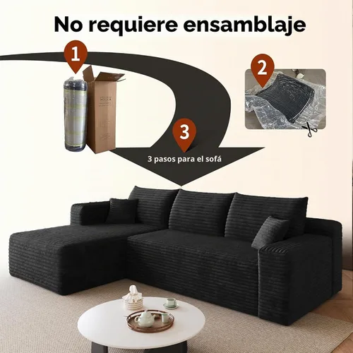 Vista 5 de AUGOP Sofás seccionales para sala de estar, sofá modular moderno con sofás en forma de L, sofá tapizado sin hueso, asiento profundo, sofá seccional