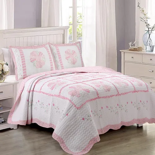 Vista 18 de Cozy Line Home Fashions - Juego de ropa de cama reversible de 100% algodón con diseño de patchwork real, estilo cottage francés, floral, colcha