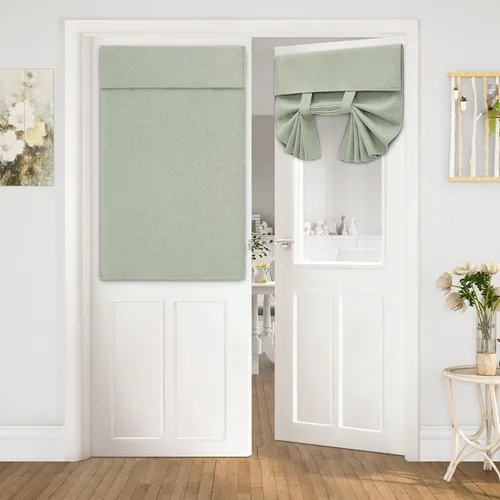 Vista 16 de HOMEIDEAS Cortinas opacas de lino con luz lateral para puerta delantera, cortinas de ventana de puerta lateral, ventana pequeña, decoración moderna
