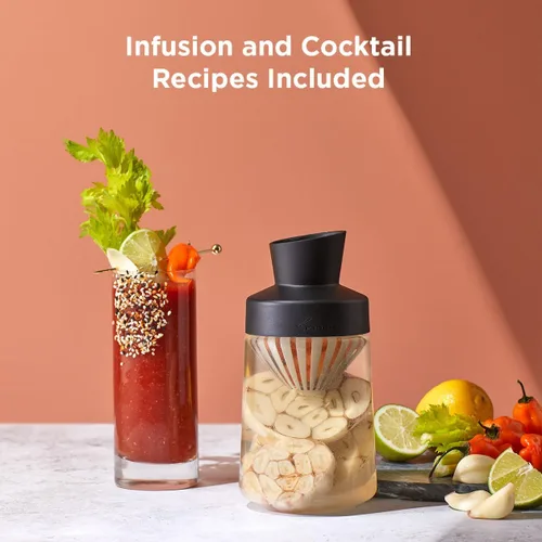 Vista 7 de Rabbit Decantador de infusión de licor, kit de infusor de alcohol y licores de 20 onzas con cesta de filtro integrada, perfecto para cócteles
