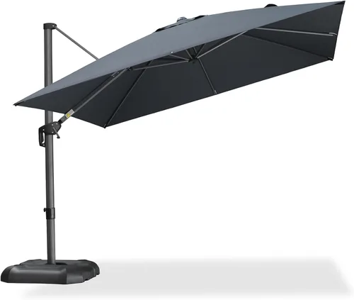 Vista 9 de PURPLE LEAF Sombrilla de Patio de 8 Pies para Exteriores Sombrilla Cantilever Cuadrada de Aluminio Sombrilla Offset con Rotación de 360 Grados