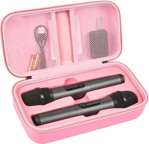 Vista 14 de Funda de micrófono inalámbrico compatible con el sistema de dos micrófonos inalámbricos JBL, bolsa de viaje de mano con micrófono dual para cantar