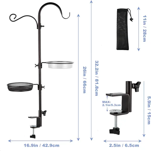 Vista 6 de Estación de alimentación para pájaros de cubierta Juego de calidad superior para colgar comederos múltiples con baño para pájaros y comedero
