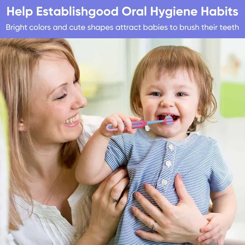 Vista 7 de EASICUTI Cepillos de dientes suaves para niños pequeños, eficiente cepillo de dientes de 3 caras, cepillo de dientes para bebés de 12 meses