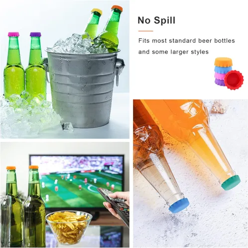 Vista 6 de 54 tapas para botellas de goma de silicona, 9 colores reutilizables para cerveza casera, refrescos, botella de vino, botella de cerveza, botellas