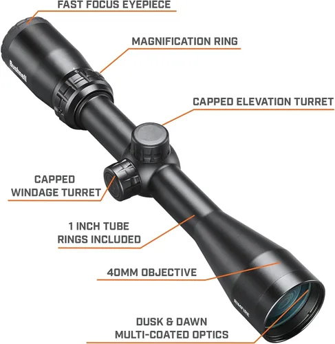 Vista 5 de Bushnell Rimfire 3-9x40 Riflescope con retícula DZ22 en negro - RR3940BS4