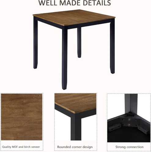 Vista 4 de Harper & Bright Designs Juego de mesa de comedor de altura de mostrador de 5 piezas para 4, mesa de cocina de granja cuadrada de 34.5 pulgadas con 4