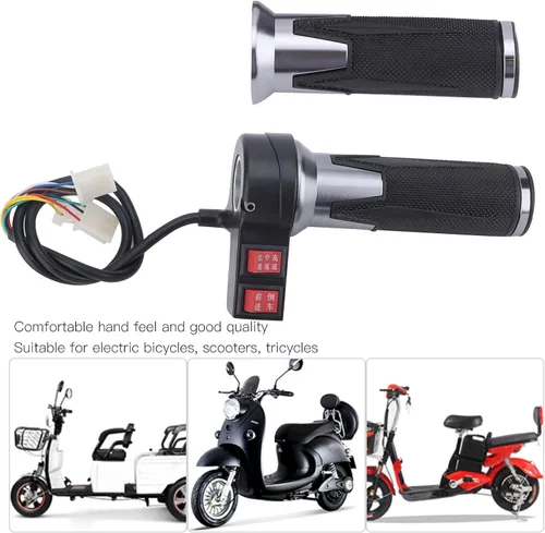 Vista 2 de 1 par de empuñaduras de mango de acelerador de engranajes de 3 velocidades, agarre de acelerador de control de velocidad para bicicleta eléctrica