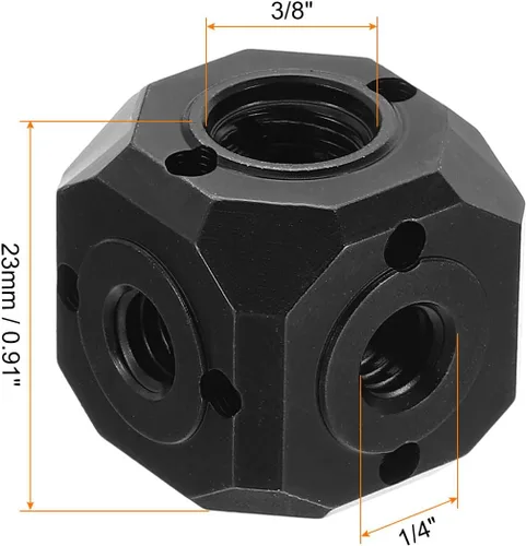 Vista 2 de PATIKIL Adaptador universal de trípode con orificio de tornillo de 1/4 de pulgada, 3/8 pulgadas, soporte de cubo mágico de montaje cúbico