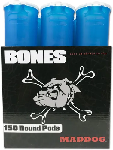 Maddog 150 cápsulas redondas de paintball de huesos | Tubos duraderos de recarga rápida para torneos y recreativos Speedball Woodsball | Paquete de 6