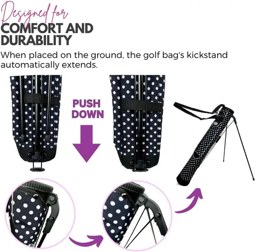 Vista 5 de Taboo Fashion Sunday Golf Bags for Women - Lightweight Golf Range Bag with Self Flexing Stand and Shoulder Strap for Driving Range, Par 3 or