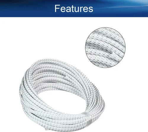 Vista 3 de Bettomshin 1 funda de organización de cables de 32.8 pies (32.8 ft), protector de cable PET plateado y blanco, protector de cable PET plateado