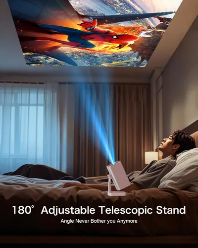 Vista 7 de 【Licencia de Netflix e integrado】Proyector inteligente WiFi PANSEBA con soporte telescópico, 4K compatible con 300 pulgadas HD proyector