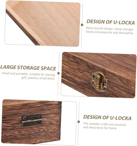Vista 7 de 1set Retro Buckle Design Wooden Storage Boxes Decorative Antique Decorative Boxes