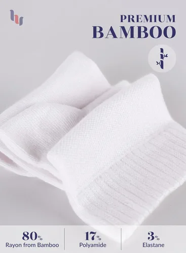 Vista 6 de Hugh Ugoli - Calcetines de tobillo para mujer con bambú diabético, punta sin costuras súper suave y sin ataduras, anchos, ajuste holgado y elástico