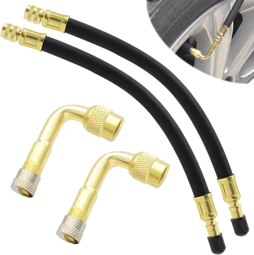 Vista 8 de Extensión de válvula de neumático, extensores de vástago de válvula flexible de 8.25 pulgadas con adaptador de extensión de válvula de neumático