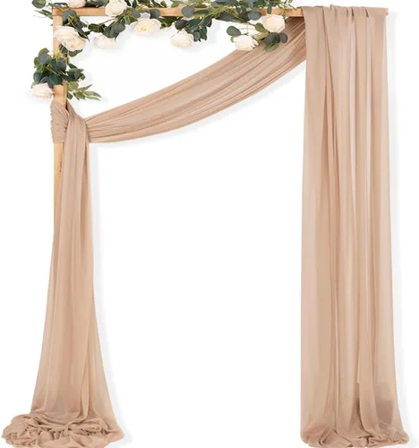 Vista 8 de MLMC 1 panel de tela para arco de boda azul bebé, 29 x 20 pies, cortinas de gasa extralargas transparentes de 6.6 yardas, paneles de cortinas