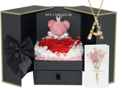 Vista 32 de ADDWel Regalos de Rosa Preservada para Ella - Rosa Real Única y Permanente con Collar "Te Amo" en 100 Idiomas, Regalos de Rosa Eterna para Mujeres