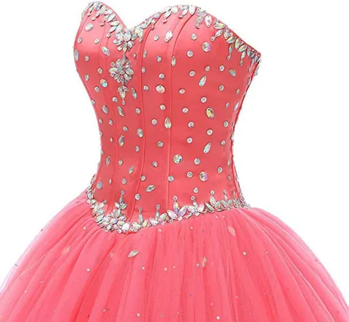 Vista 5 de Vestido de tul con escote de corazón para mujer, diseño para graduaciones y quinceañeras