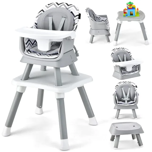 Vista 11 de HONEY JOY Silla alta 8 en 1 para bebé, silla alta convertible para bebés y niños pequeños/juego de mesa y silla/mesa de bloques de construcción