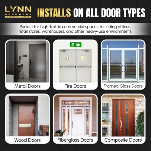 Vista 2 de LYNN HARDWARE Cierrapuertas automático de alta resistencia (plateado) - grado comercial, elección de contratistas, velocidad y fuerza ajustables