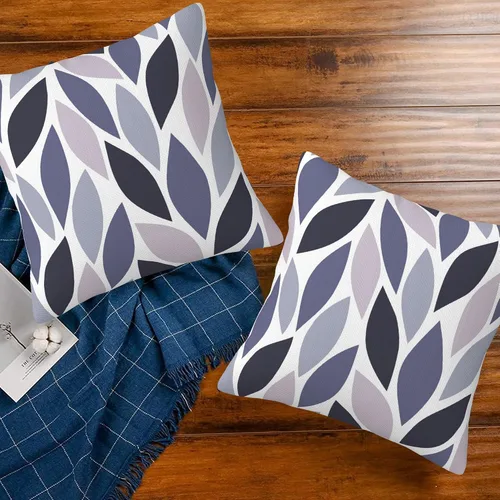 Vista 7 de Fundas de almohada decorativas con flores abstractas y hojas, 16 x 16 pulgadas, juego de 2, fundas de almohada decorativas suaves para sala