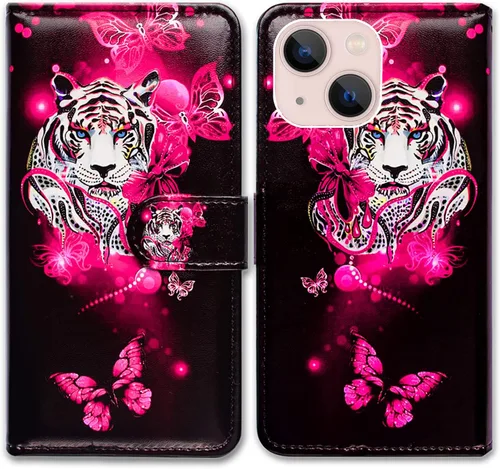 Vista 22 de Bcov Funda para iPhone 14, diseño de pájaro negro y verde con tapa para teléfono, con ranura para tarjetas, soporte para iPhone 14