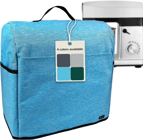 Vista 7 de Funda a prueba de polvo para batidora de pie, con bolsa organizadora para mezcladora Kitchenaid, múltiples bolsillos para varios accesorios de Negro