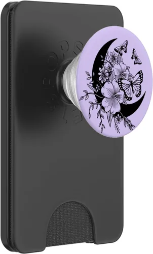Vista 7 de PopSockets PopSockets intercambiables con diseño de mariposa y luna creciente, color morado