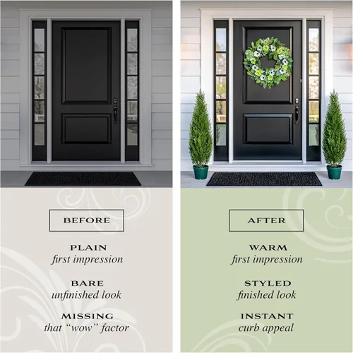 Vista 3 de Pino Thuja de plástico National Tree con maceta de plástico redonda, verde oscuro