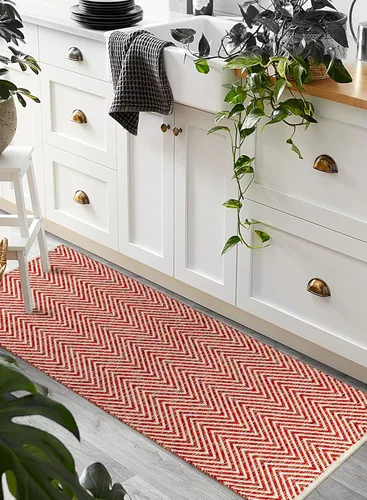 Vista 10 de Alfombra de área de 2 x 6 pies, algodón biege con diamantes para sala de estar, dormitorio, lavable, antideslizante, alfombra de pasillo