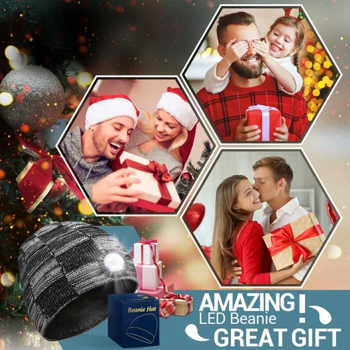 Vista 2 de PASTACO Christmas Stocking Stuffers Birthday Gifts for Men Women LED Beanie Hat