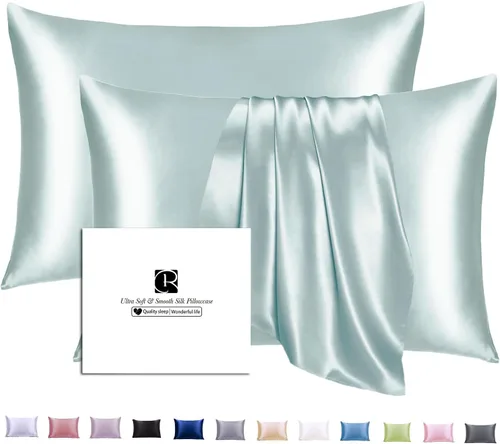 Vista 25 de Ravmix Fundas de almohada de seda con cremallera, seda de morera de 21 momme para la salud del cabello y la piel, funda de almohada suave, lisa