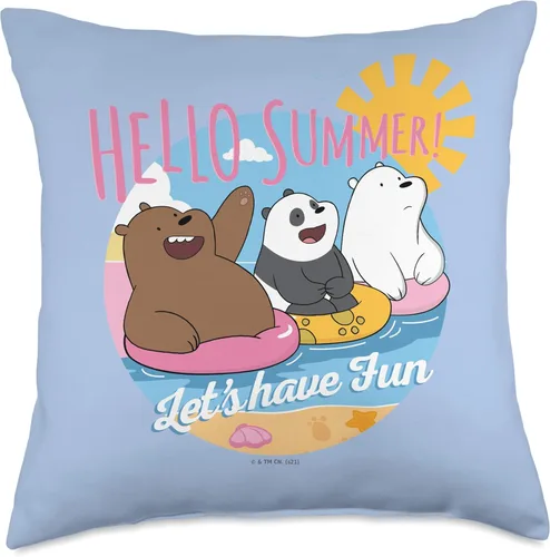 Vista 4 de Cartoon Network We Bare Hello Summer Grizz Panda Ice Bear - Almohada de 16 x 16 pulgadas, multicolor