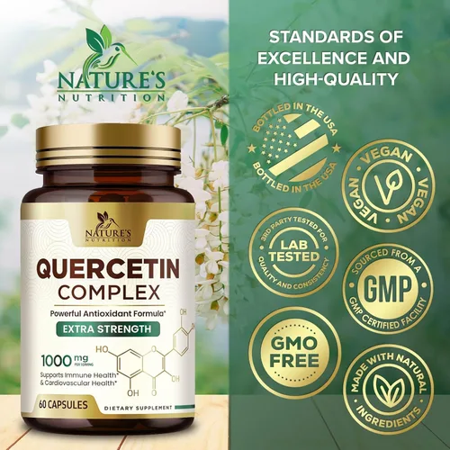 Vista 4 de Quercetin Dihydrate 1000mg per Serving - Premium Plant-Based Bioflavonoids - Extra Strength Antioxidant Immune & Respiratory Health Support - High