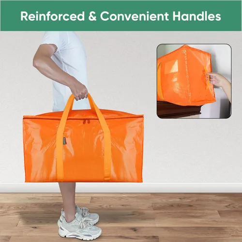 Vista 5 de BALEINE - Paquete de 4 bolsas de mudanza extragrandes, con asas reforzadas, bolsa de almacenamiento resistente para ropa, suministros de mudanza